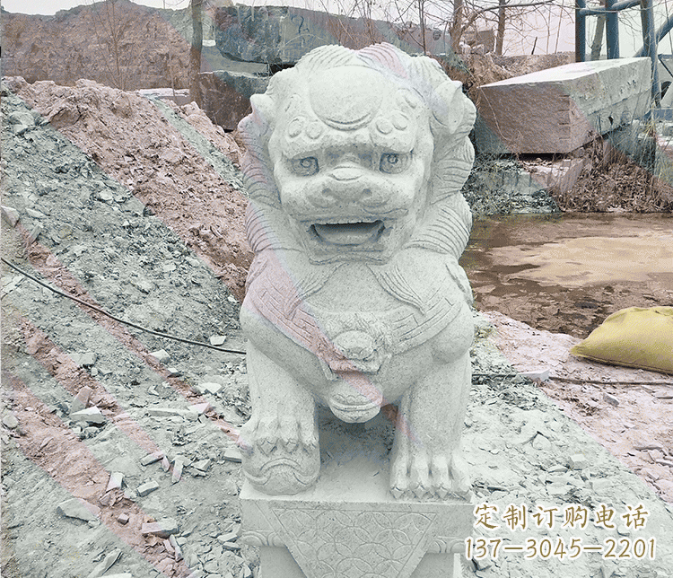 重庆公园踩绣球狮子动物石雕