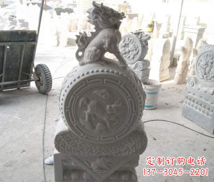 重庆抱鼓石麒麟门墩石雕