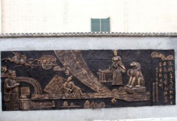 重庆“汉代重气质，牡丹留正色”中国传统文化浮雕壁画，玻璃钢仿铜园林墙壁装饰壁画