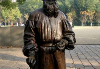重庆战争与和平作家，著名西方文学名人托尔斯泰铜雕像