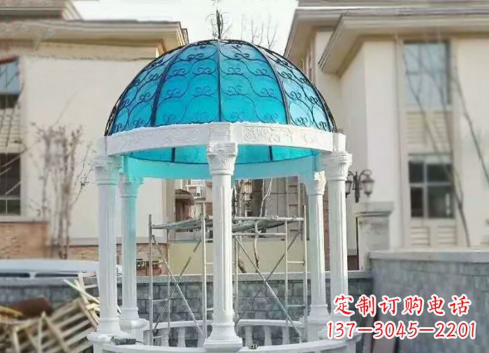 重庆新款汉白玉欧式石雕凉亭给你宁静舒适的休闲空间