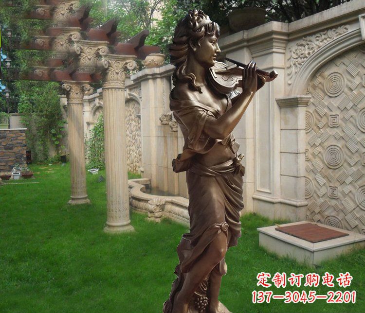 重庆别墅西方女人玻璃钢仿铜景观雕塑