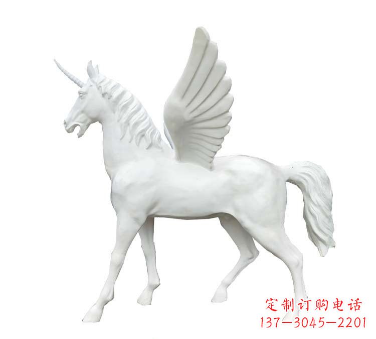 重庆玻璃钢白色飞马雕塑