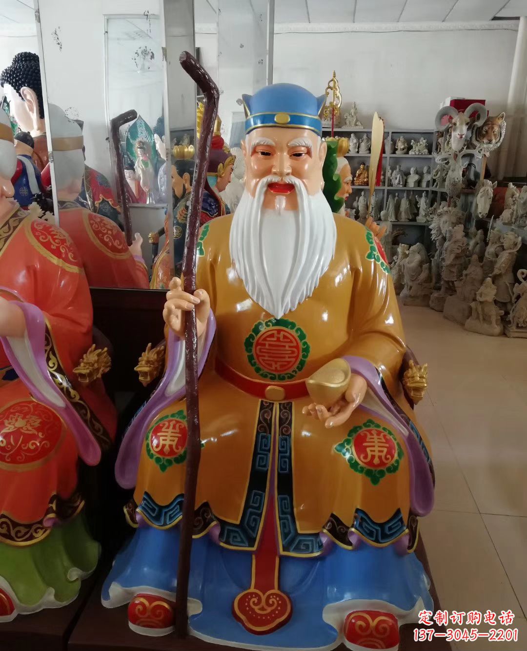 重庆玻璃钢彩绘土地公神像精美的艺术品