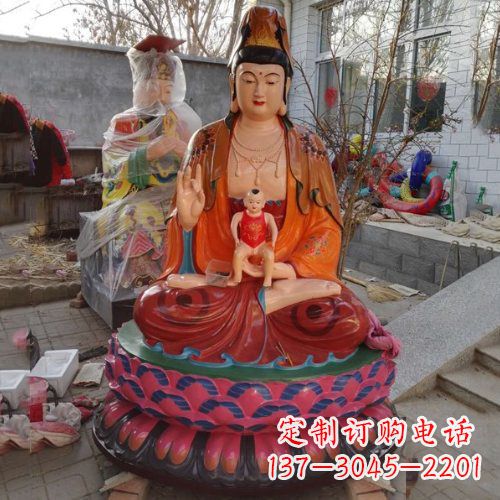 重庆玻璃钢彩绘送子观音雕塑