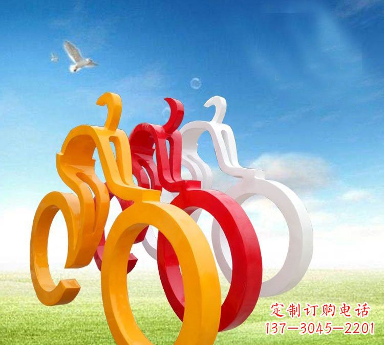 重庆玻璃钢抽象骑自行车人物