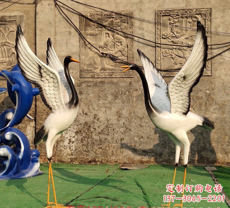 重庆玻璃钢对望仙鹤雕塑