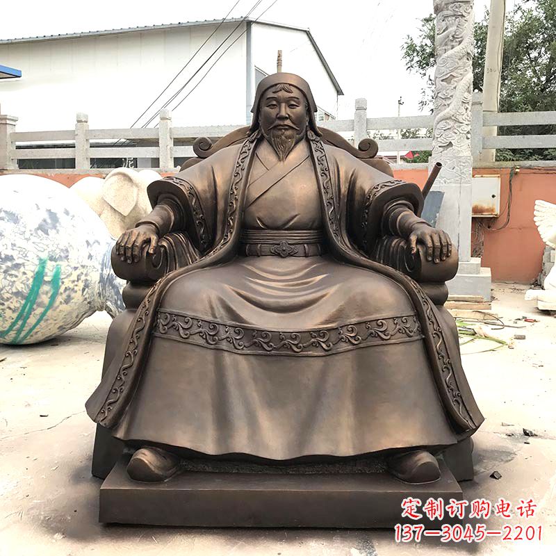 重庆成吉思汗玻璃钢仿铜雕塑