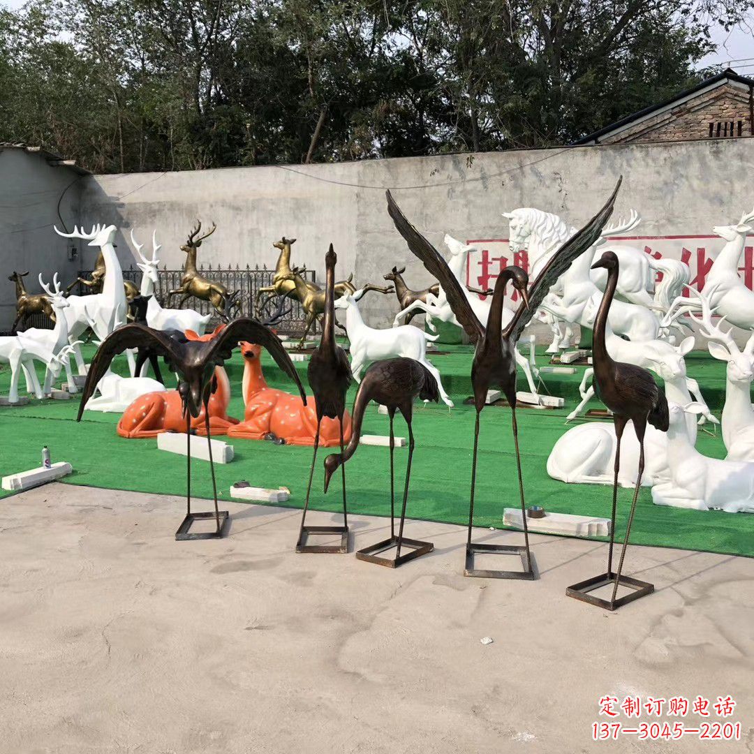重庆仙鹤玻璃钢雕塑精致美丽的艺术品