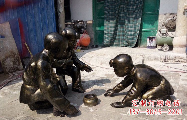 重庆精美玻璃钢仿铜斗蛐蛐儿童雕塑