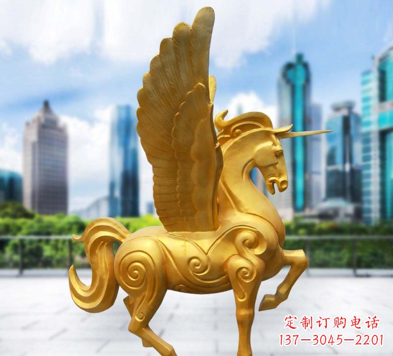重庆玻璃钢仿铜飞马独角兽雕塑