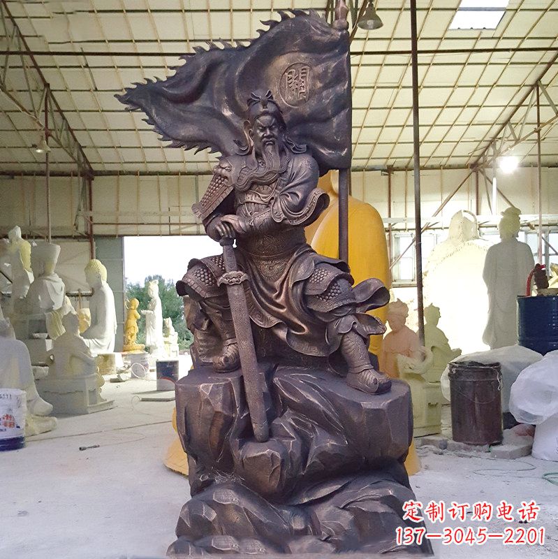 重庆玻璃钢仿铜关公雕塑传承中国传统文化