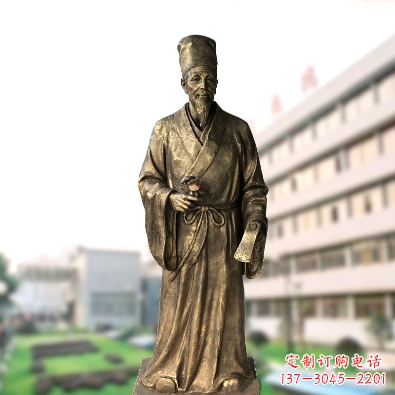 重庆玻璃钢仿铜李时珍塑像-医院医学院药圣雕塑