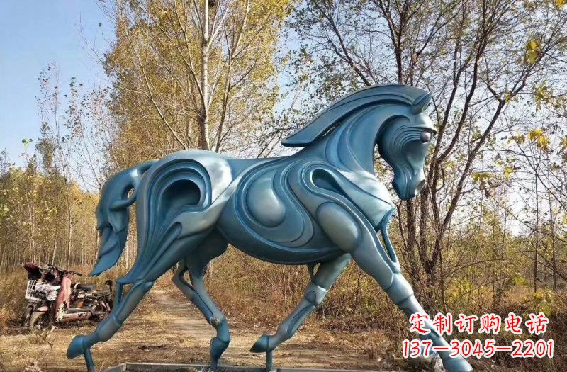 重庆玻璃钢仿铜青铜抽象奔马