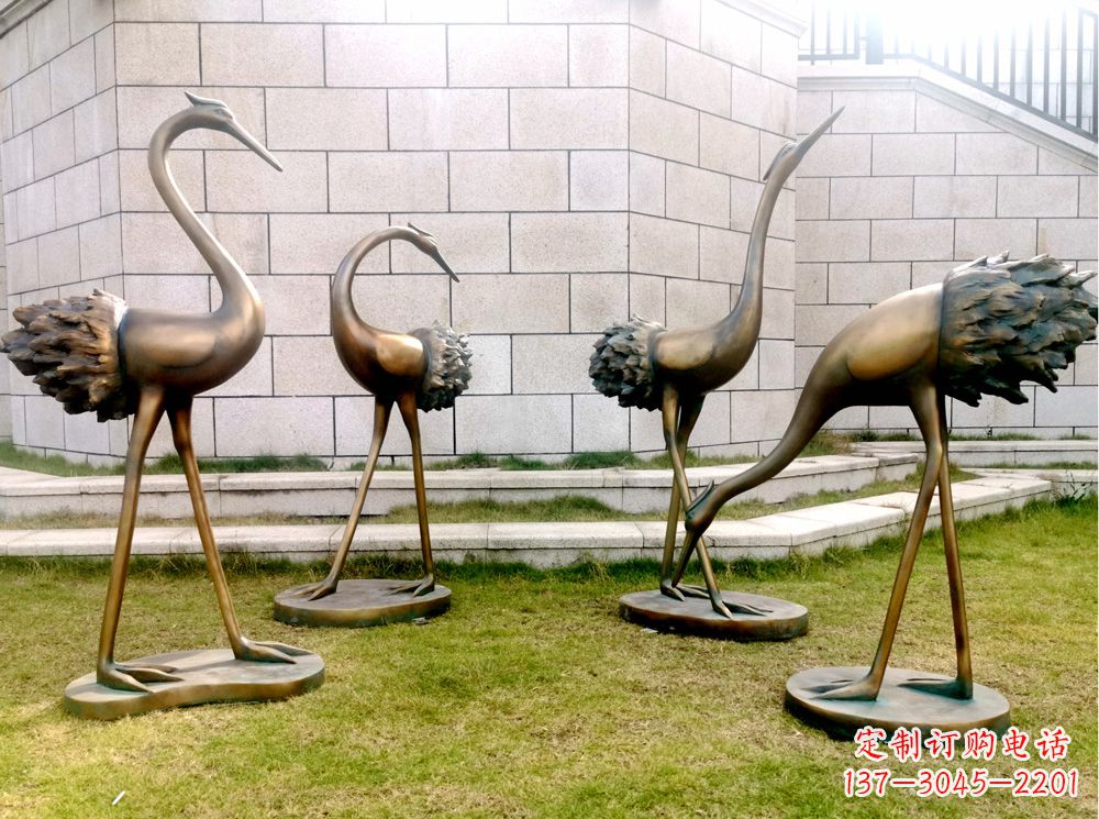 重庆玻璃钢仿铜仙鹤雕塑