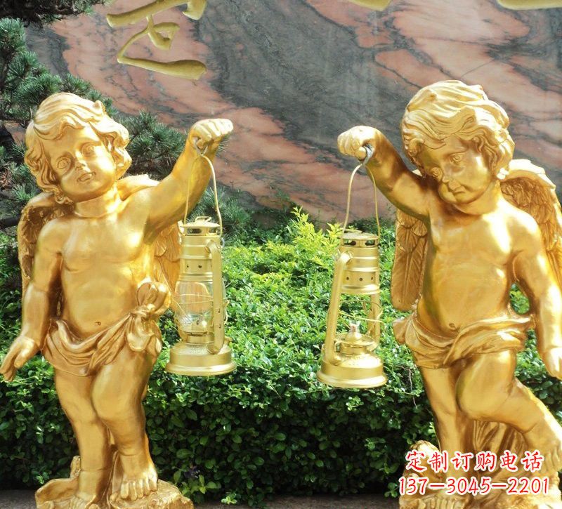 重庆玻璃钢仿铜小天使路灯陪伴你安全回家