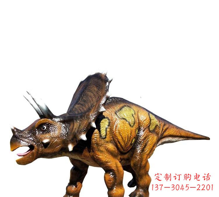 重庆玻璃钢仿真恐龙三角龙雕塑——古老动物的最佳再现
