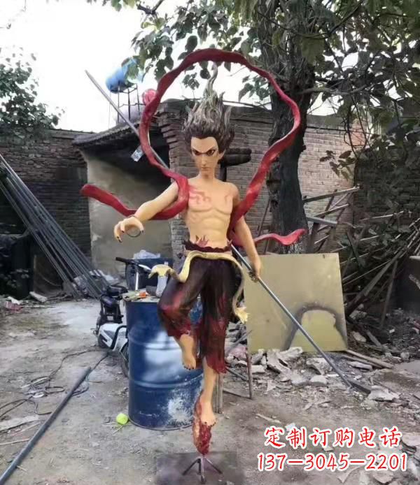 重庆仿真玻璃钢哪吒雕塑精美绝伦