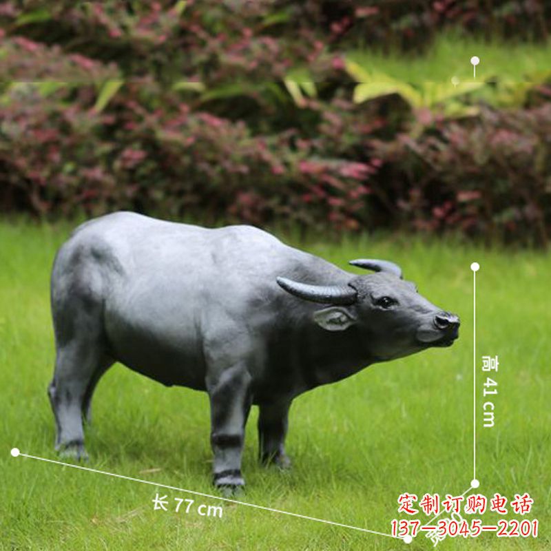 重庆玻璃钢仿真水牛-公园草坪动物雕塑摆件