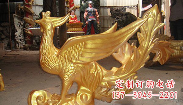 重庆玻璃钢凤凰仿铜动物雕塑传承传统文化