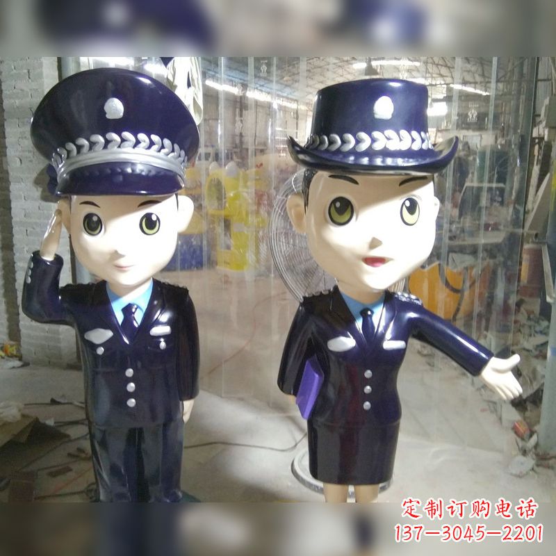 重庆玻璃钢卡通警察雕塑