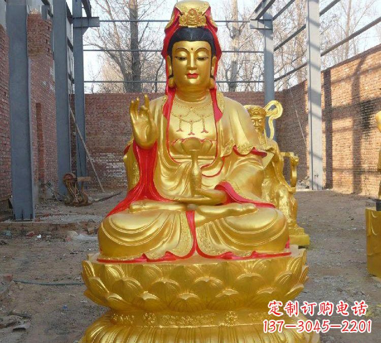 重庆玻璃钢漆金观音菩萨雕塑
