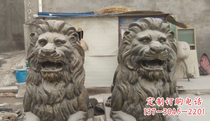 重庆玻璃钢西洋趴狮仿铜动物雕塑