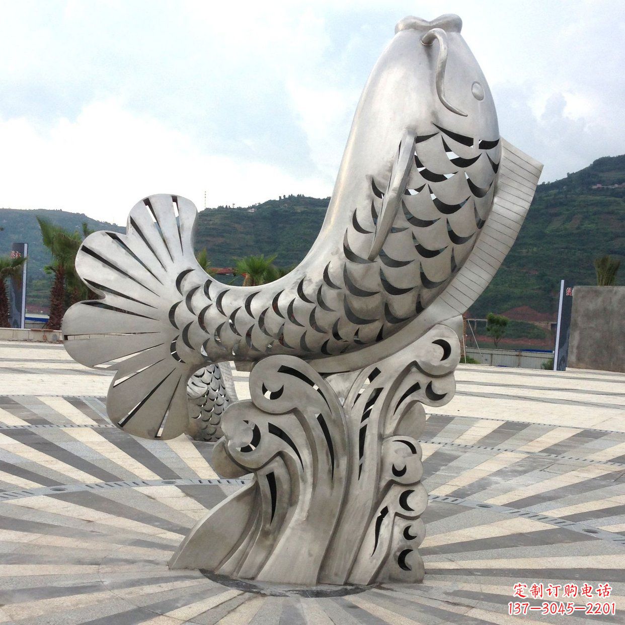 重庆不锈钢“鱼”园林水景喷泉动物景观雕塑