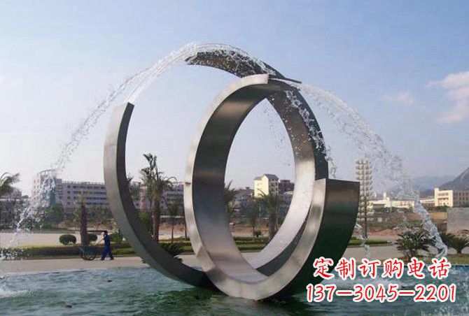 重庆不锈钢C形喷泉雕塑精美雕塑艺术