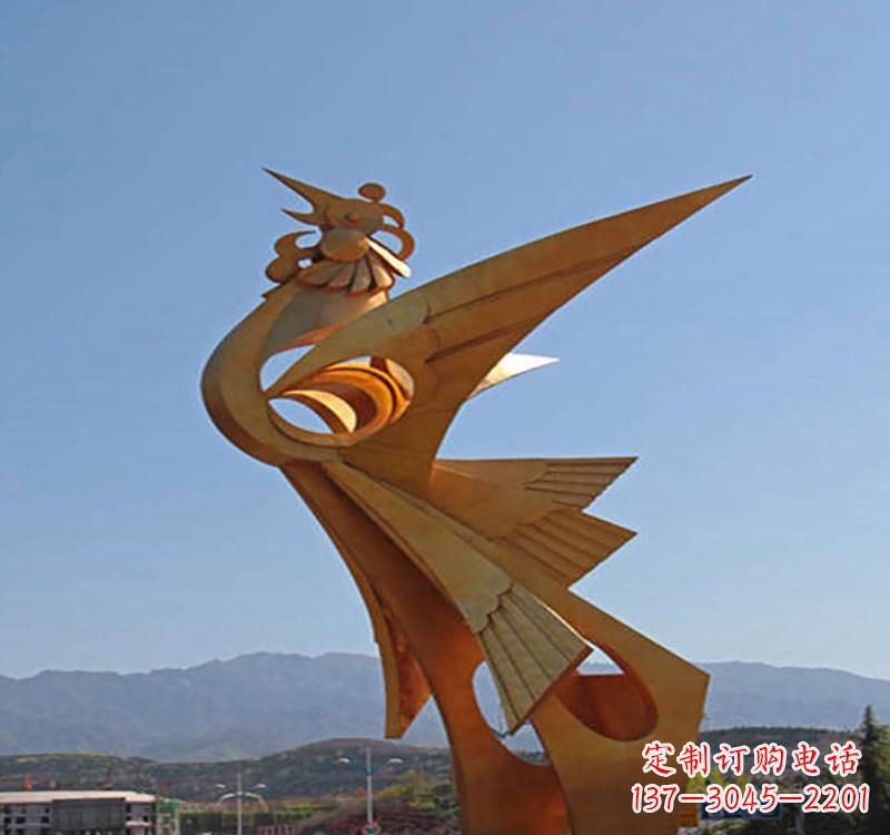 重庆不锈钢凤凰雕塑传承瑞雪兆丰年