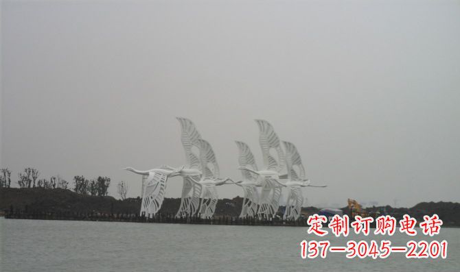 重庆不锈钢白鹭动物雕塑美丽的艺术作品
