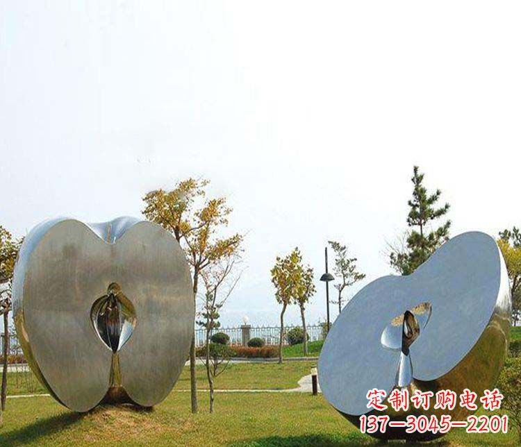 重庆不锈钢半块苹果雕塑 (2)