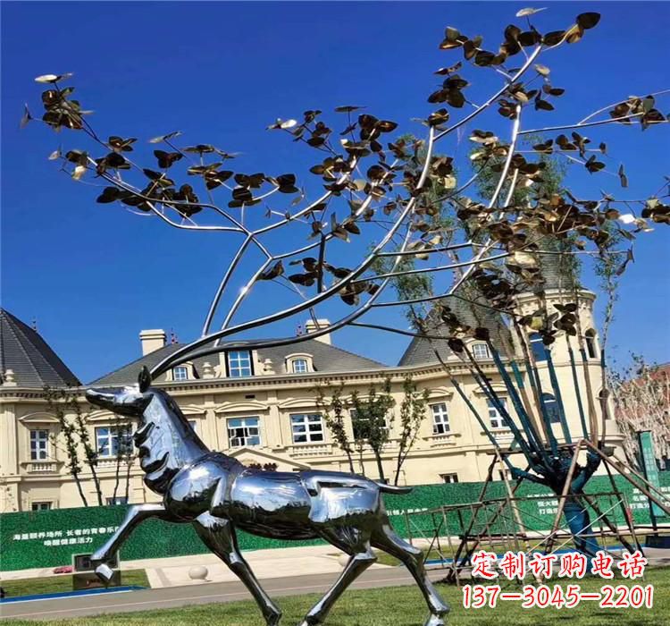重庆不锈钢梅花鹿雕塑精美而又经久不衰