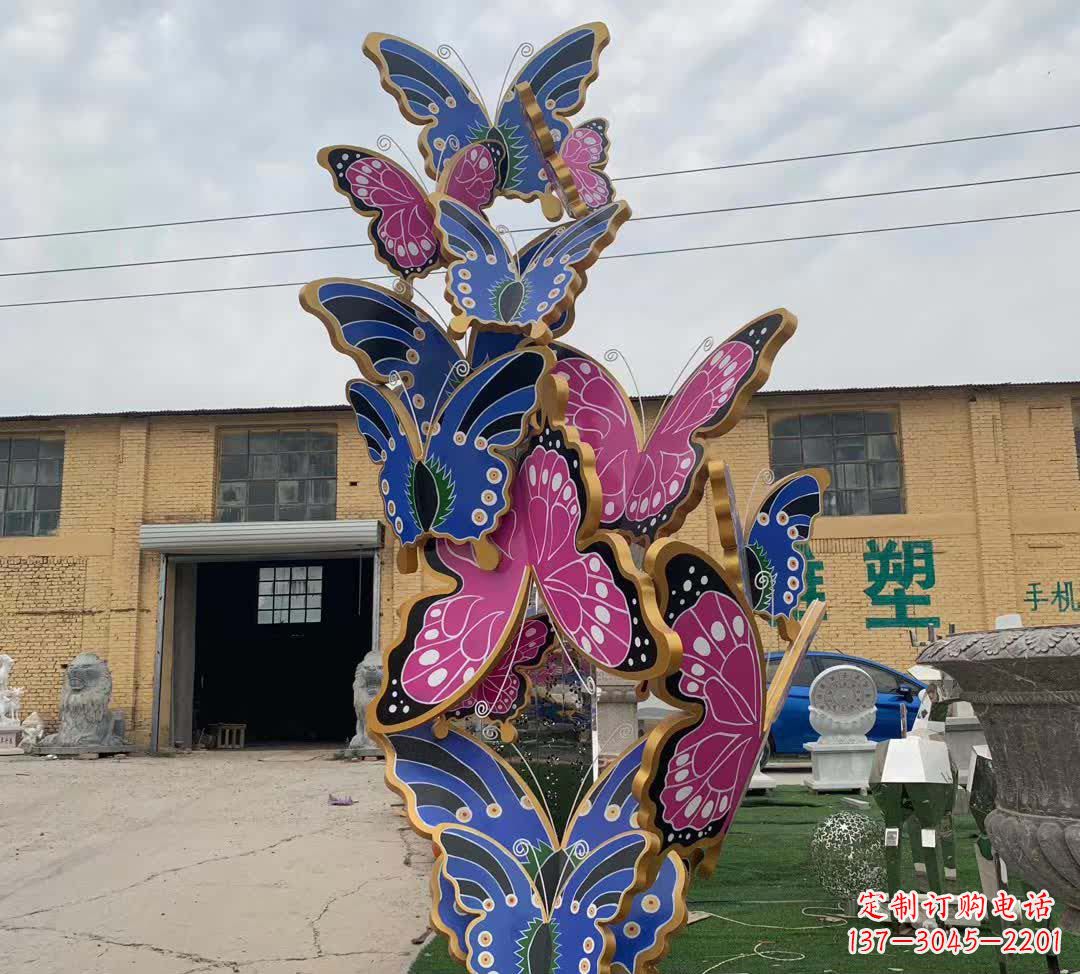 重庆不锈钢彩绘蝴蝶雕塑精美绝伦