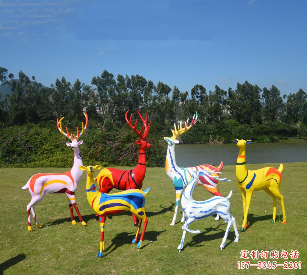 重庆不锈钢彩绘梅花鹿公园景观雕塑