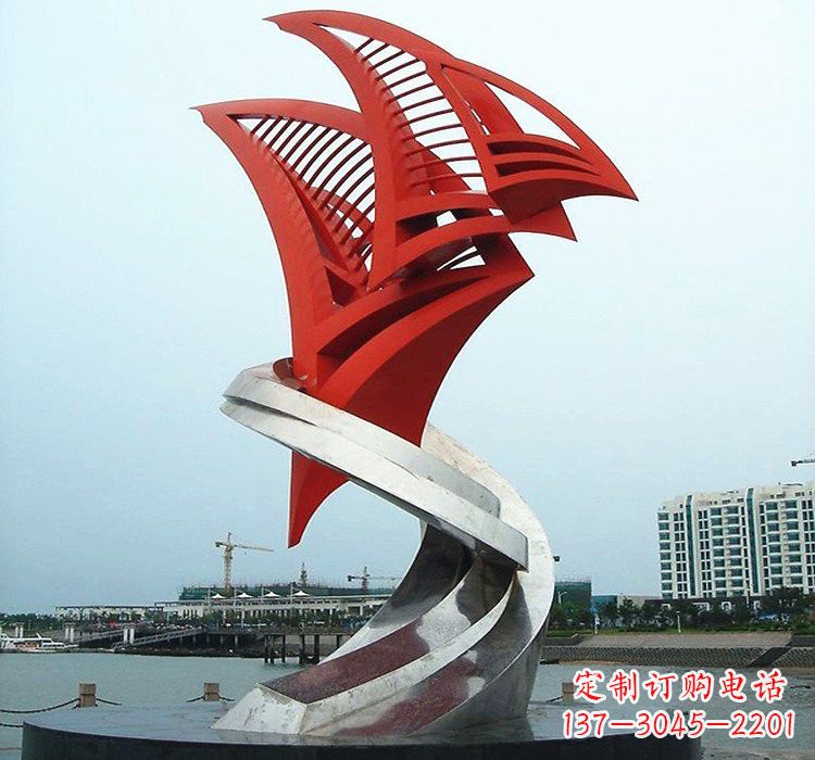 重庆不锈钢彩色抽象帆船雕塑