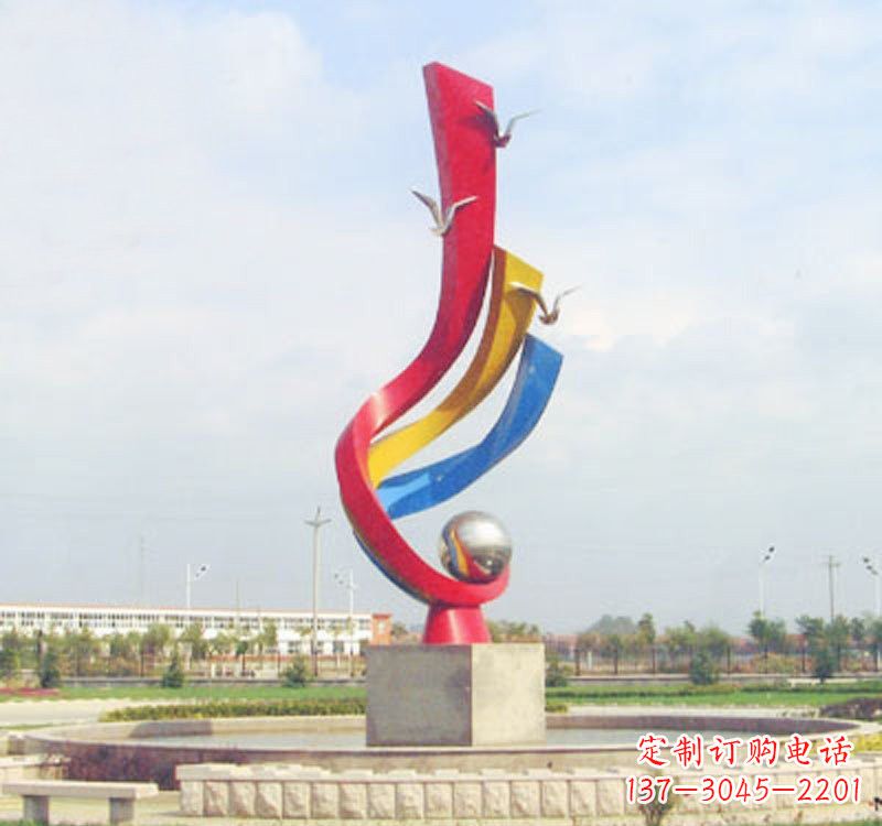重庆不锈钢彩色海鸥海浪雕塑——美丽传承