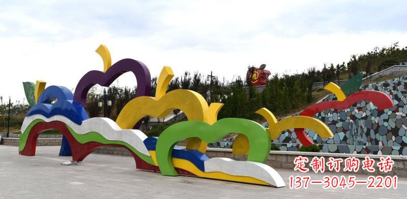 重庆不锈钢彩色抽象苹果雕塑
