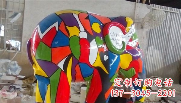 重庆不锈钢彩色大象公园景观雕塑