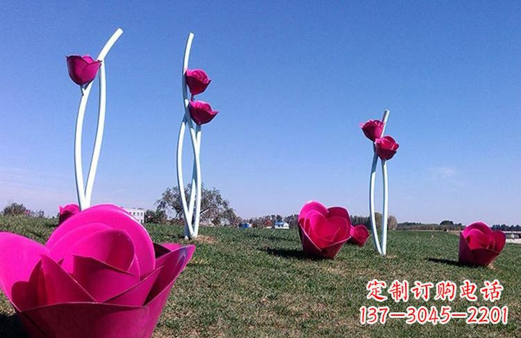重庆不锈钢彩色玫瑰花雕塑