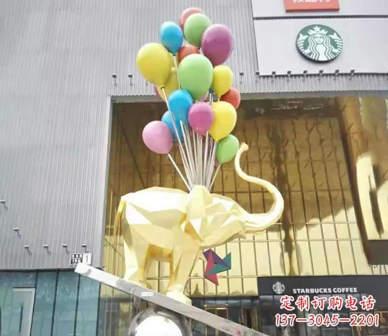 重庆不锈钢踩球的小象雕塑