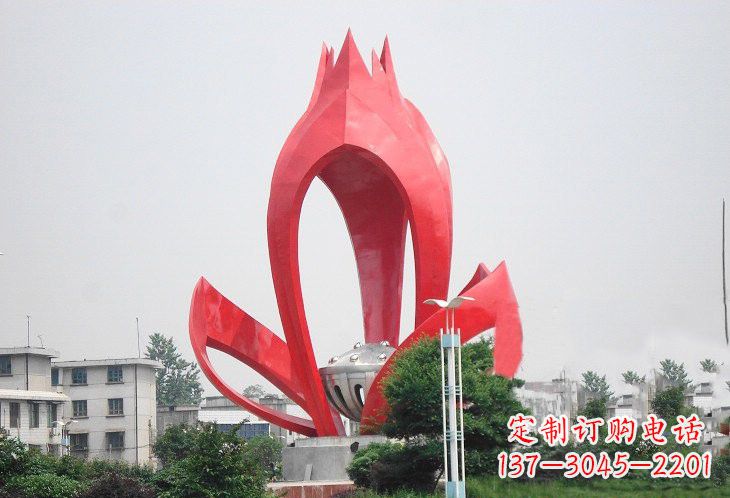 重庆不锈钢城市抽象莲花和莲蓬雕塑