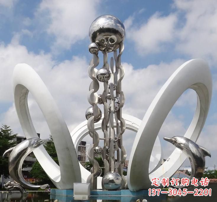 重庆不锈钢城市艺术海豚雕塑美丽的海洋守护者