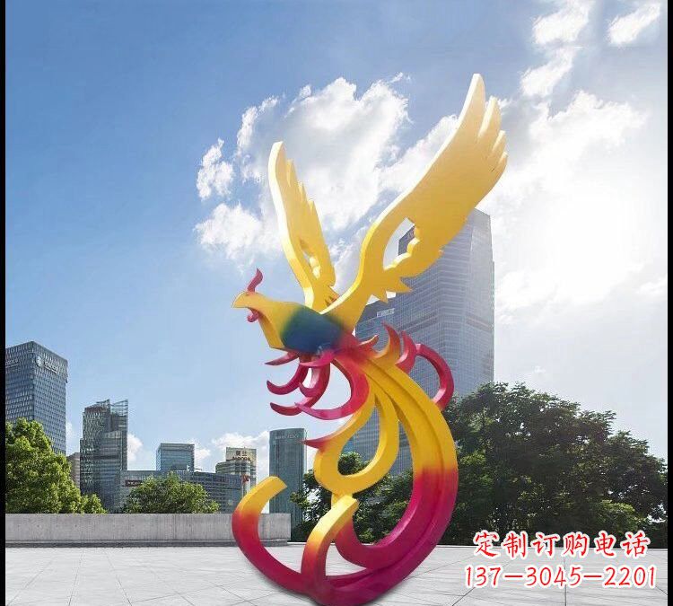 重庆绚丽多彩的不锈钢凤凰雕塑