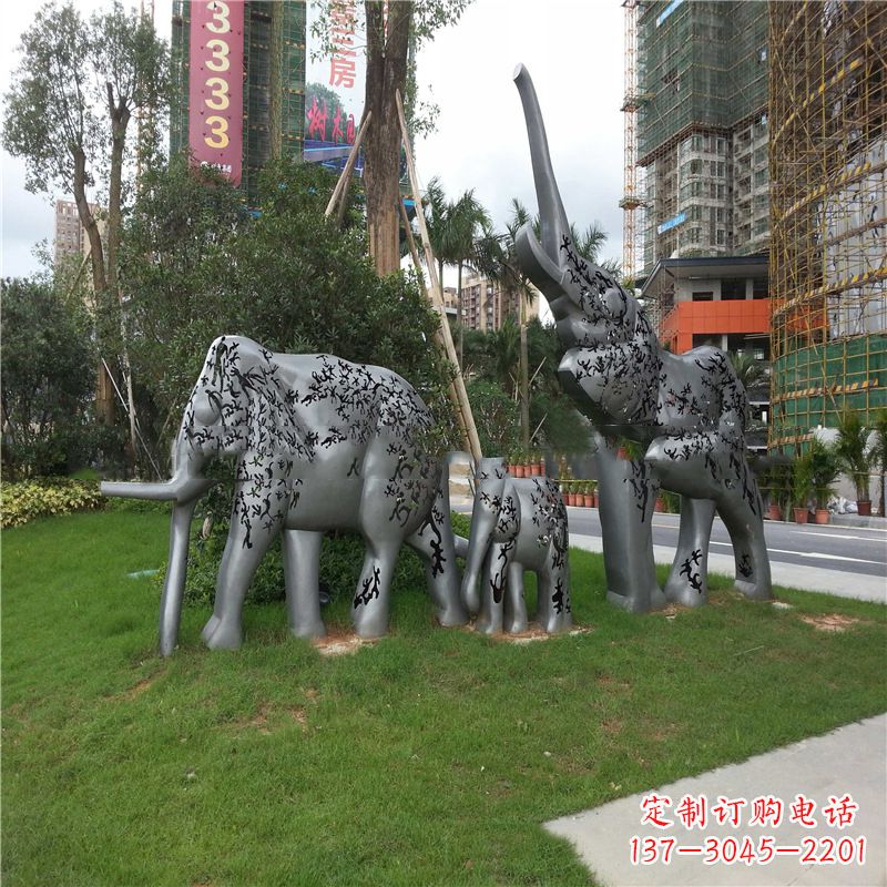 重庆不锈钢大象雕塑小区园林的精美装饰