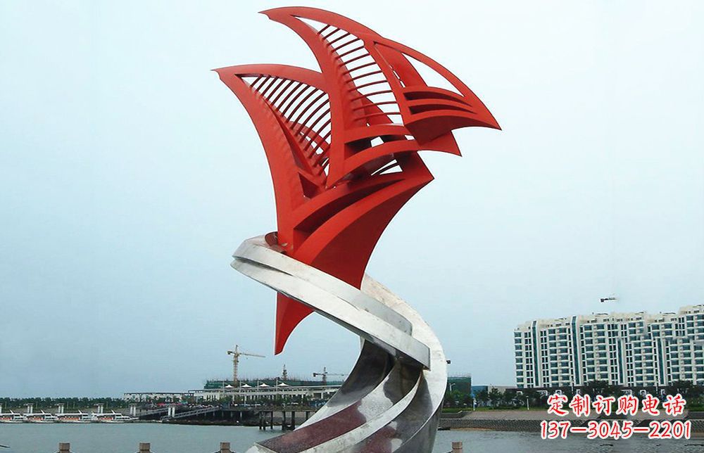 重庆海洋之舟——不锈钢抽象帆船海边景观雕塑