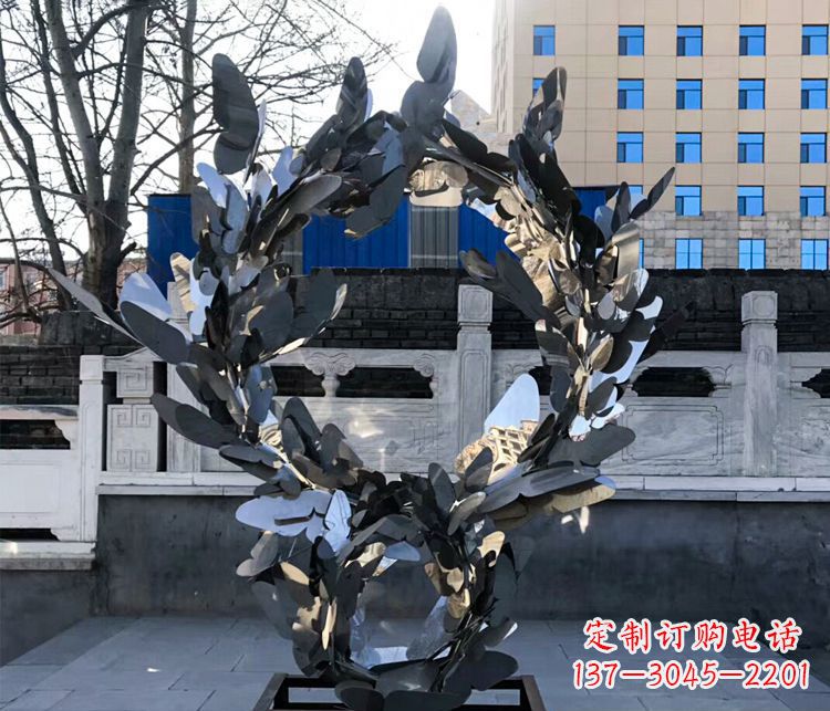重庆不锈钢蝴蝶花环景观雕塑