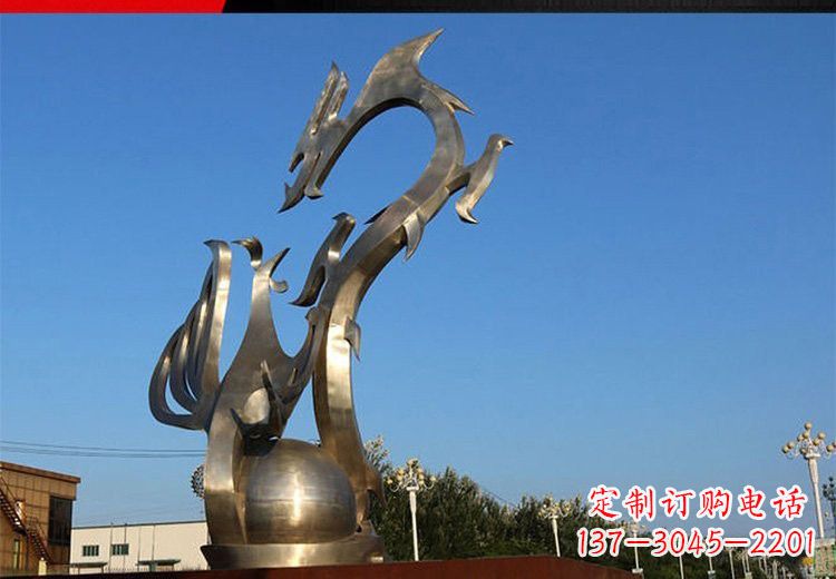 重庆不锈钢抽象龙凤雕塑