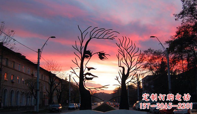 重庆不锈钢人头雕塑点缀街边景观