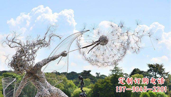 重庆不锈钢抽象人物和蒲公英雕塑